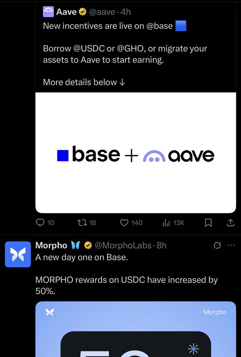 billyjitsu_'s tweet image. Monolithic vs Permissionless curations.
If you ever dealt with DAO drama, you will understand why Morpho has been gaining so much traction.
Aave going full vampire mode for rewarding migrations.
Curious to see how this plays out.