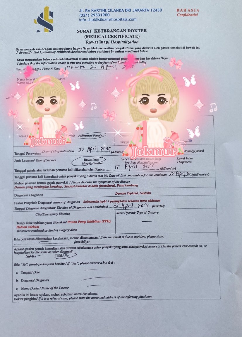 Surat sakit udh open sayangkuuu 🤗
Kontrol/berobat
Surat sehat 
Surat diagnosa
Resep obat
Rawat inap
Psikologi
Rujukan
Kwitansi/invoice
Hasil laboratorium
Surat lain request
✅Stempel basah (klinik / dokter)
✅Dokter sesuai fakes/rs
#zonauang️ #suratdokter #suratsakit