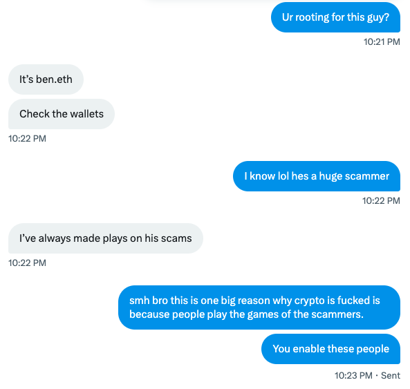 This is why we can't have nice things in crypto 

When ben.eth, and hundreds of others come back to scam and suck money away in a shady fashion, thousands are willing to throw money at them. While honest hard-working ethical people get kicked in the face.