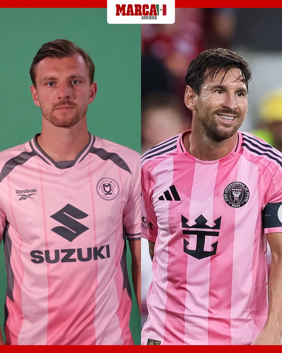 👀 Milton Keynes Dons, equipo de la Football League Two, presentó su nuevo uniforme con un gran parecido al Inter Miami 🦩 de Lionel Messi 💥

#intermiami #messi #futbol #miltonkeynesdons #deportes #marcaamerica #marcamexico