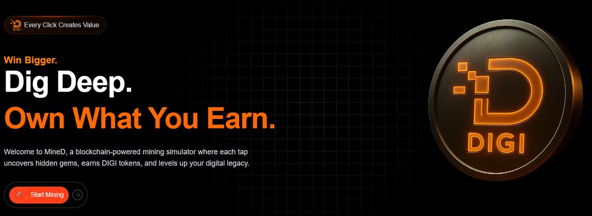 DiGi_MineD's tweet image. 🔥 &quot;Win Bigger. Dig Deeper. Own What You Earn.&quot;
 DiGi MineD Every click uncovers value.
Start mining, collect $DIGI tokens, and build your digital legacy.

🚀 Ready to mine?

🌐 Web : digimined.xyz
📱TG : t.me/mined_official
🔗linktr.ee/MineD_DIGI
