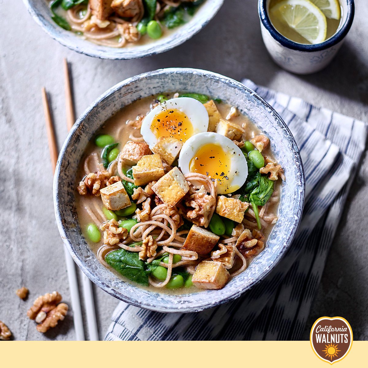 Enjoy a bowl of rich, creamy, hearty California walnuts' miso tofu noodle bowl.

Savor, sip, repeat with this umami-rich bowl ft. silky tofu, crunchy #walnuts, &amp; perfectly tender noodles. Just the comfort food for your weekend.

Visit the website for recipe.

 #CaliforniaWalnuts