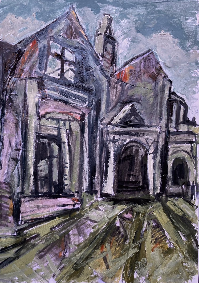 DaveGreen1963's tweet image. The old house
Sultry as it is, the track
Round the back of Clifton
Had shade. I made
For the roofless turret,
Fireplace levitating -
Doves clapping, perhaps.
The lease had ceased,
A herd of Suffolks moved in,
The first in the area
To own a motor car.
Morn @IMcMillan