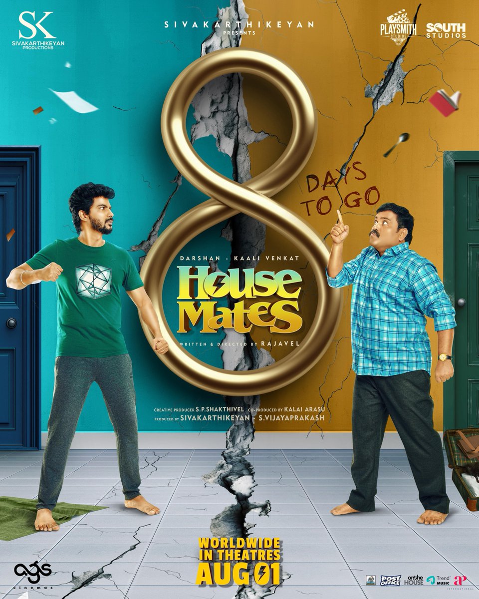 Just 8 days to go !! Get ready to welcome the madness of our #HouseMates on the big screen from August 1 🏠🎬

#HousematesFromAug1 in cinemas worldwide 🤩

Directed by  <a href="/rajvel_hbk/">rajavel</a>