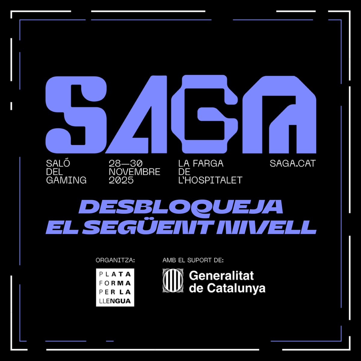 👾🏆 Obertes les inscripcions als premis #SAGA25! Si has publicat un videojoc en català durant aquest últim any, inscriu-lo a saga.cat

💥 7 categories que premien els millors videojocs en català! 
 El lliurament de premis serà ➡️ dissabte 29/11 al Saló del Gaming