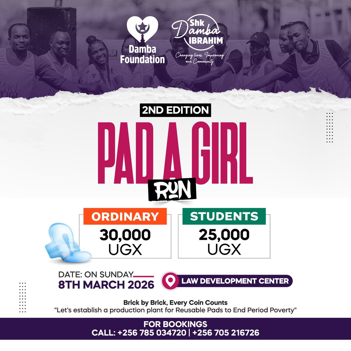 DambaIbrahim2's tweet image. Let's come together to create a
#PeriodFriendlyWorld where menstruation is
no longer a barrier to education, health, and
equality for women and girls. On, March/08,
2026, mark a global call to action to end
period stigma, promote awareness, and foster
inclusivity.
#PadAGirlRun26