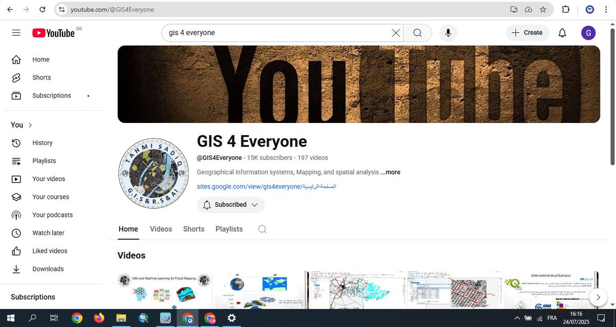 وصول قناتنا على اليوتيوب GIS4Everyone ل 15 ألف متابع ... بالرغم من أننا لم نشارك دروس كثيرة هذه السنة ... لكن إن شاء الله مستقبلا سيتم مشاركة المزيد ... شكرا لكل متابع نتمنى أن نكون قد أفدنا ولو بالقليل ...
رابط القناة:
youtube.com/@GIS4Everyone
