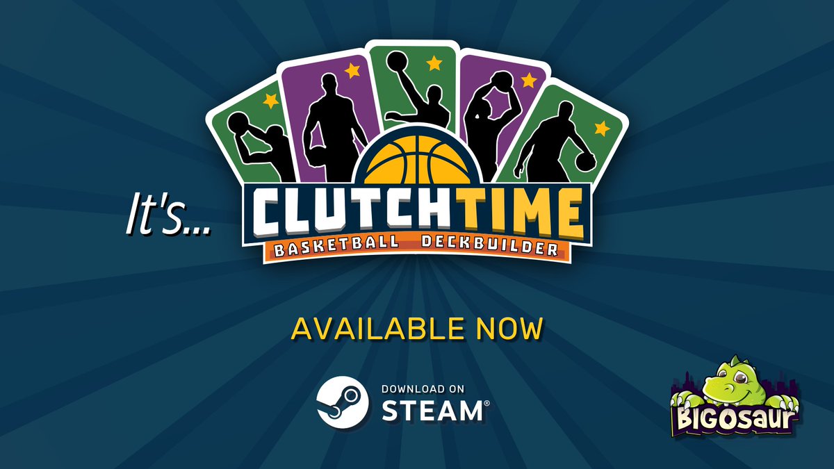Bigosaur's tweet image. Clutchtime is out on Steam! Get it now while it&apos;s on 20% launch discount! #basketball #roguelike