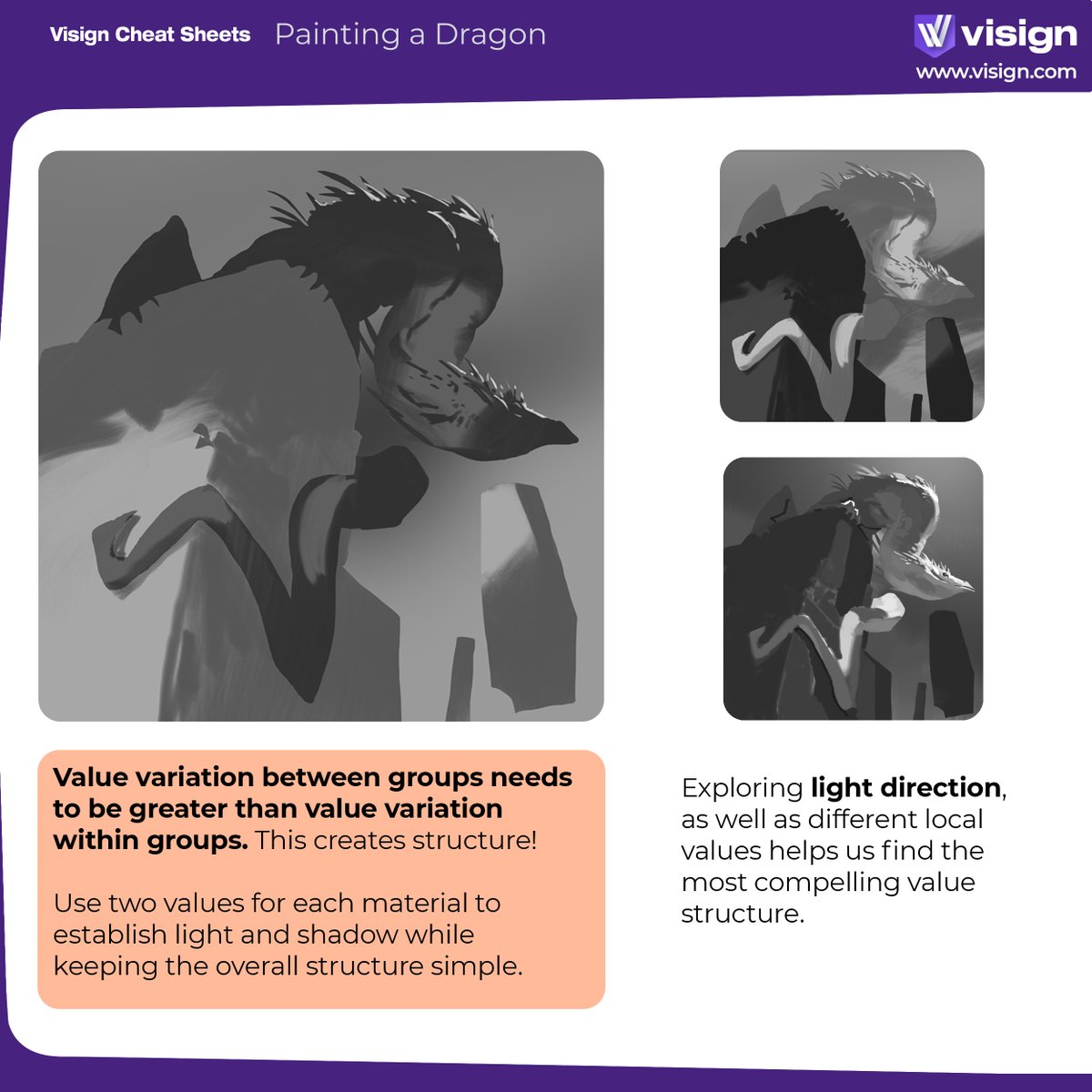 visignacademy's tweet image. Grab this simple process to make things easy: Sketch → Values → Lighting → Color! It’s easy, flexible, and leads to great artworks!
Not sure how to go from grayscale to color? Check out this webinar: youtu.be/efmkjxTN54w
#visigncheatsheet #digitalpaintingprocess…