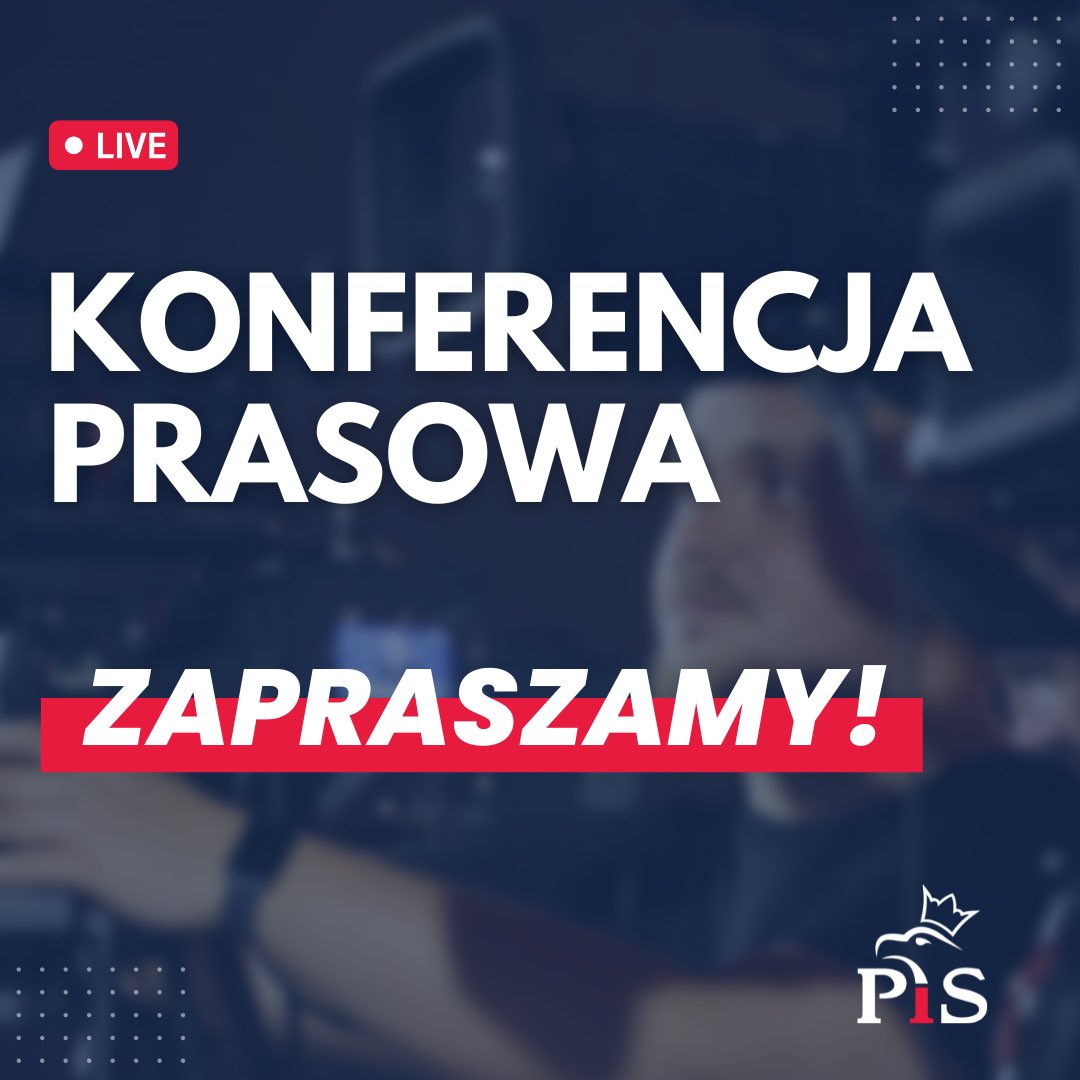 Prawo i Sprawiedliwość (@pisorgpl) on Twitter photo 🎙️ O godz. 12:00 zapraszamy na konferencję prasową z udziałem Wiceprezes PiS <a href="/AnnaMKrupka/">Anna Krupka</a>, Wiceprezesa PiS <a href="/ZiobroPL/">Zbigniew Ziobro | SP</a> oraz Posłów PiS: <a href="/aK_Sojka/">Katarzyna Sójka</a>, <a href="/JoannaLichocka/">Joanna Lichocka</a>, <a href="/AnnaGembicka/">Anna Gembicka</a> i <a href="/SasinJacek/">Jacek Sasin</a>.
📍 Sejm RP, Sala Kolumnowa 🎙️ O godz. 12:00 zapraszamy na konferencję prasową z udziałem Wiceprezes PiS <a href="/AnnaMKrupka/">Anna Krupka</a>, Wiceprezesa PiS <a href="/ZiobroPL/">Zbigniew Ziobro | SP</a> oraz Posłów PiS: <a href="/aK_Sojka/">Katarzyna Sójka</a>, <a href="/JoannaLichocka/">Joanna Lichocka</a>, <a href="/AnnaGembicka/">Anna Gembicka</a> i <a href="/SasinJacek/">Jacek Sasin</a>.
📍 Sejm RP, Sala Kolumnowa