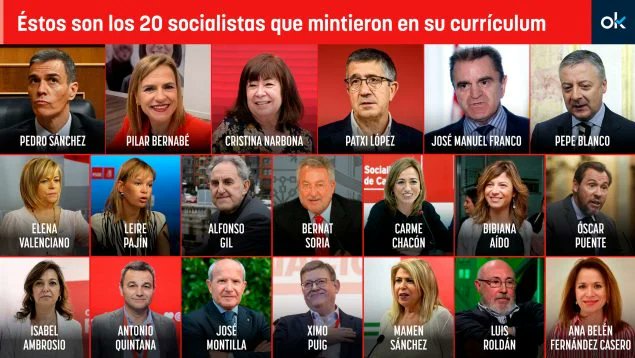Por favor nada de difundir esta foto con los 20 cargos socialistas que también falsearon su currículum y jamás dimitieron.