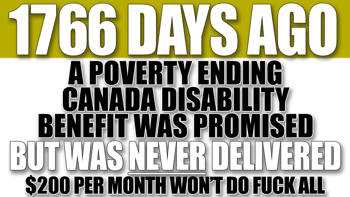 The280Times's tweet image. 1766 Days ago a poverty ENDING #CanadaDisabilityBenefit was promised to #Disabled #Canadians @MarkJCarney @PattyHajdu @lesliechurch
Instead $10DC, Dental, Pharma, Ukraine & Military boost prioritized over the lives & safety of our most vulnerable.
$200 Monthly won't do fuck all