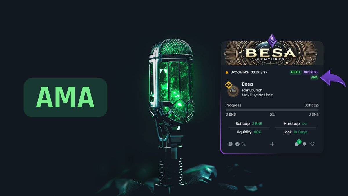 TheGemPad's tweet image. Yesterday the @besagaming team presented their project in depth, even on video during an AMA with @TheGemPad community ๐๏ธ
๐ง Listen & Watch the session: youtube.com/watch?v=z721dPโฆ
๐ Presale starts today, 24 July 4pm UTC! ๐
gempad.app/presale/0x6a1fโฆ
_
Disclaimer: Nothing on thisโฆ