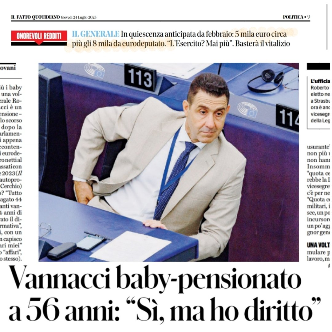 orlindomicor's tweet image. 5000 euro di pensione più 8000 da deputato ogni mese per dire le solite stronzate dette da decenni che tanto piacciono ai caproni
Alla facciaccia vostra