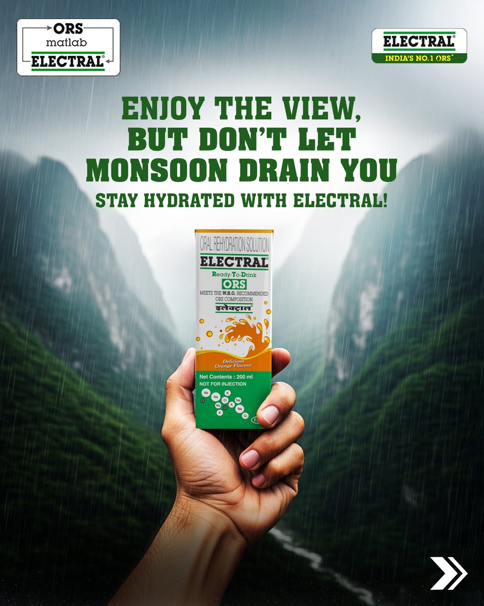 electralofc's tweet image. There’s something magical about monsoons, right?

If your rainy day essentials include Electral, we want to see it! Sip, snap a pic, and tag us! The best ones will get featured on our page.

#ORSmatlabElectral #ElectralForIndia #FeelingDrainedInTheRain #MonsoonVibes #StayHydrated