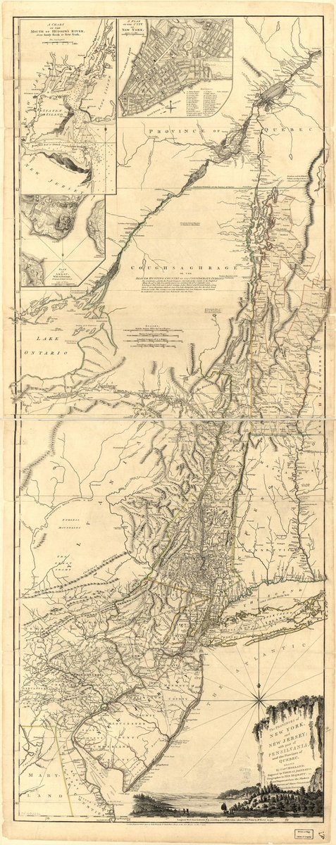 Colonial map of New York, New Jersey, and Pennsylvania, 1775.