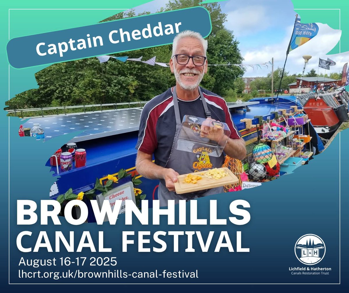 LHCRT1's tweet image. Captain Cheddar will be docking at #BrownhillsCanalFestival with cheeses you never knew you needed. 🧀
If it can be cheesed, they’ve probably got it. Come grab a truckle or ten.😄
BUT - we need rain to keep the canal accessible for the boats, so do your best rain dance 🌧️🙏