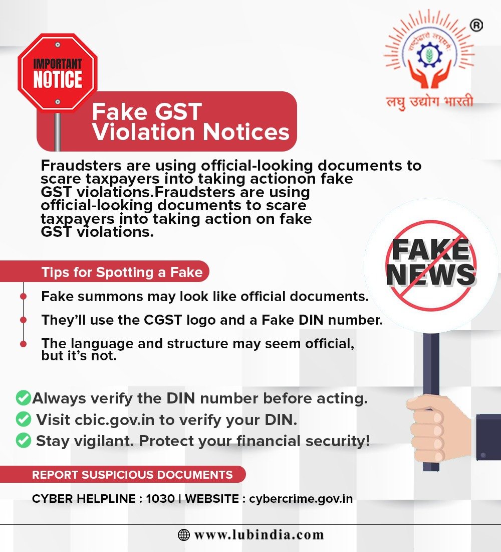 lubindia's tweet image. Beware of the fake GST Violation Notices!!
.
.
.
#msme #viksitbharatvasi #lub
#GrassrootsCentricEconomicDevelopment