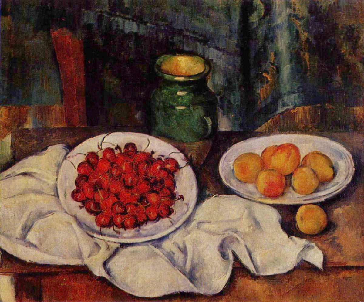 Still Life with a Plate of Cherries, 1887 #artbots #cezanne