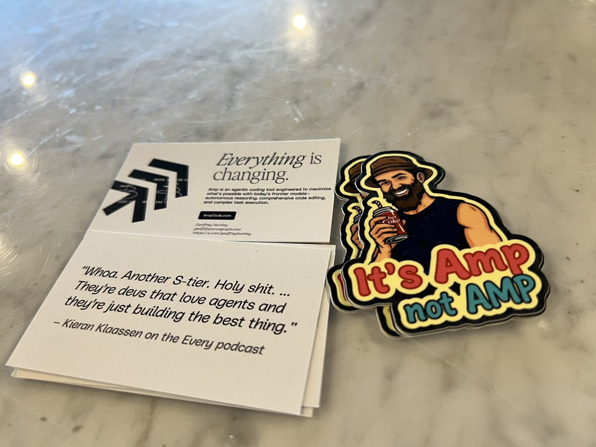 geoff (@geoffreyhuntley) on Twitter photo Yo, folks <a href="/dataengbytes/">DataEngBytes Conferences</a>. Some limited edition @ampcode stickers have been dropped in the main hall. Cya all tomorrow for my two talks:
- how to build an agent
- the future belongs to people who do Yo, folks <a href="/dataengbytes/">DataEngBytes Conferences</a>. Some limited edition @ampcode stickers have been dropped in the main hall. Cya all tomorrow for my two talks:
- how to build an agent
- the future belongs to people who do