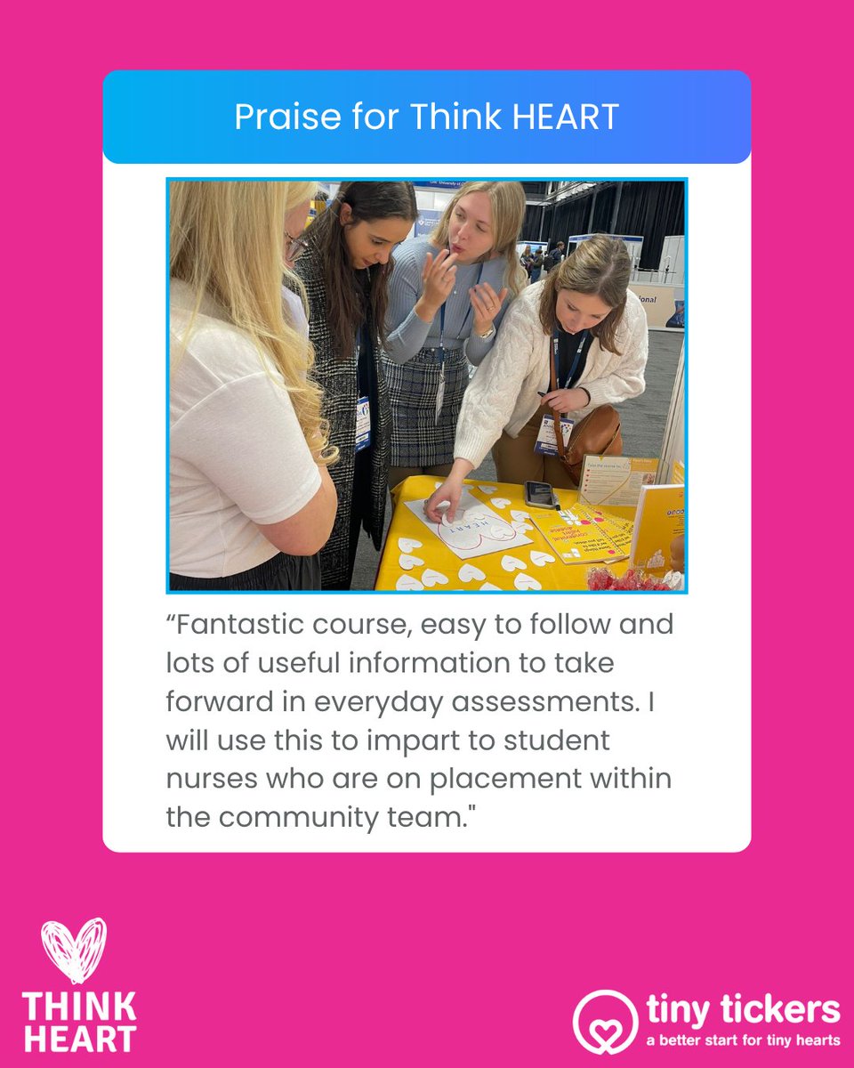 For just £5, you can take this one hour course for any health professional working with babies. It explains the key symptoms of congenital heart disease (#CHD) in newborns &amp; infants &amp; the importance of early diagnosis. ➡️ tinytickers.thinkific.com/courses/thinkh…