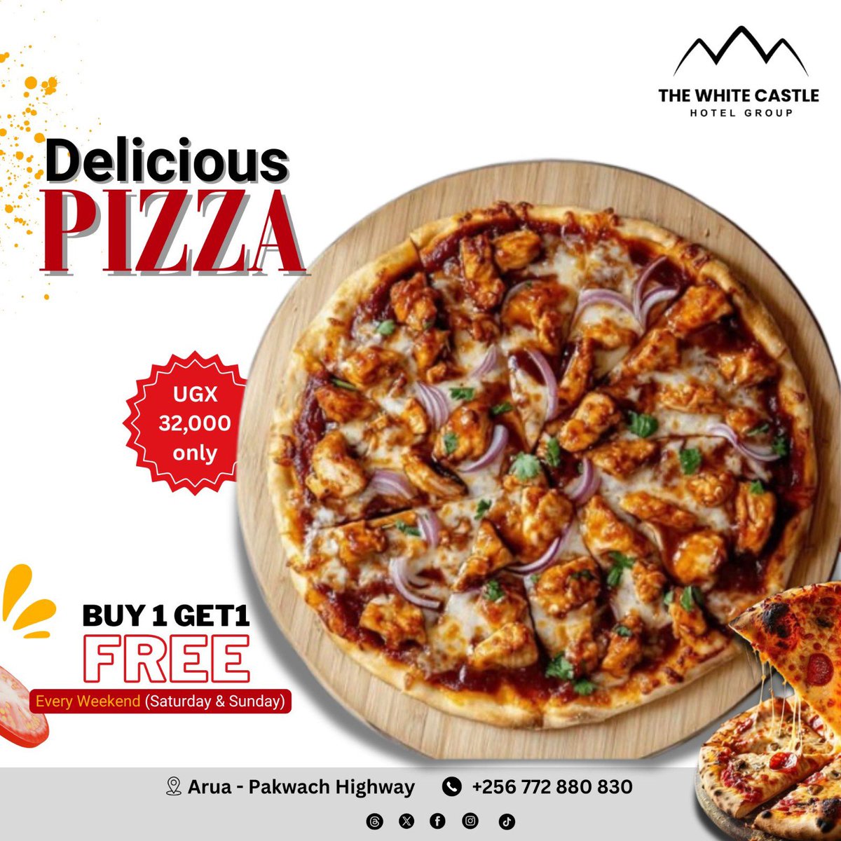whitecastlearua's tweet photo. Craving something cheesy, fresh, and straight from the oven? The perfect pizza deal is here — tasty, filling, and made to satisfy.
Call to order: +256 772 880 830
#PizzaWithAView | #SliceOfComfort https://t.co/wkPuzTOvI0