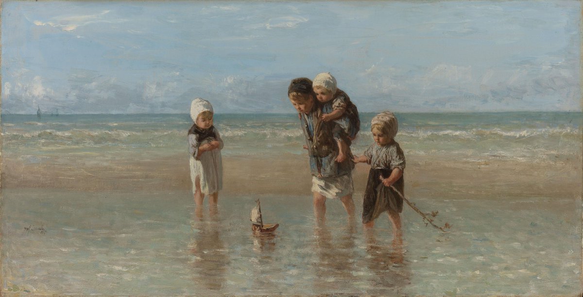 Emocionaelarte's tweet image. Vas a #EmocionArte cuando mires a estos humildes niños de Zandvoort aan Zee, como los miraba Jozef Israëls. Te conmoverás, como él, por la inocencia y la resignación con la que aceptan su destino: "los rigores de la vida en el mar", con los que siempre tendrán que cargar.…