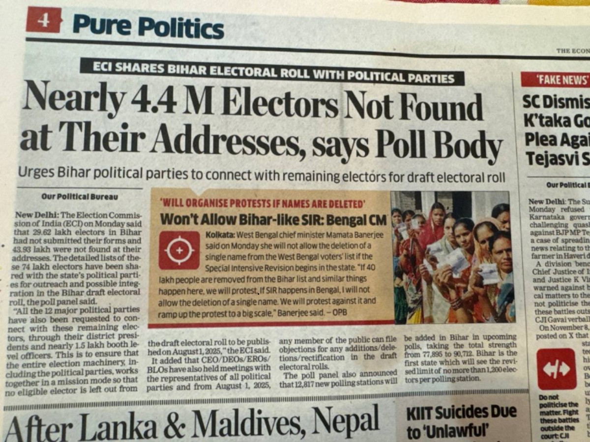 vardhan08's tweet image. 4.4 MILLION voters missing in Bihar… silence from Congress. 

But Mamata Banerjee Ji thunders: “Won’t allow Bihar-like scene in Bengal!” 

Looks like Didi already knows what her voter list will look like after one honest revision!

#CongressModel #MamataDrama #VoterListCleanup