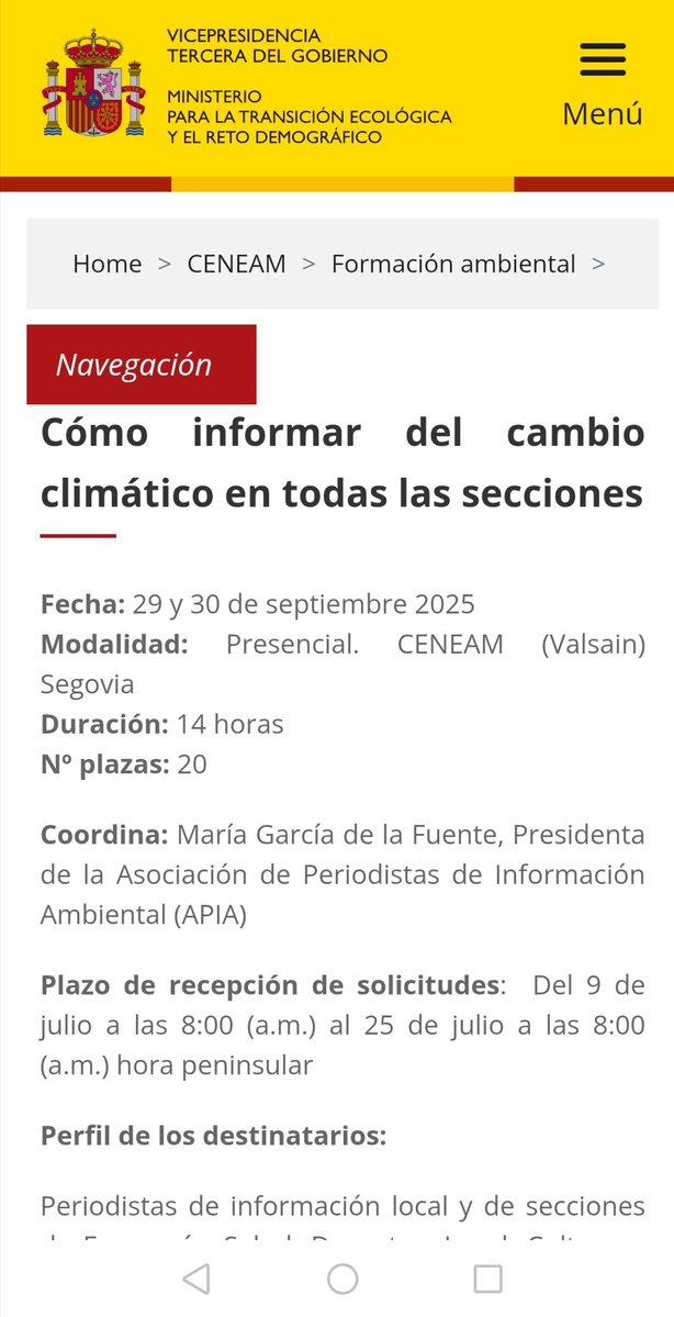 Último día de inscripciones ‼️

Un lujo de ponentes en este curso que organiza <a href="/APIA_es/">APIA</a> en el #CENEAM

📝29 y 30 sept

miteco.gob.es/es/ceneam/form…