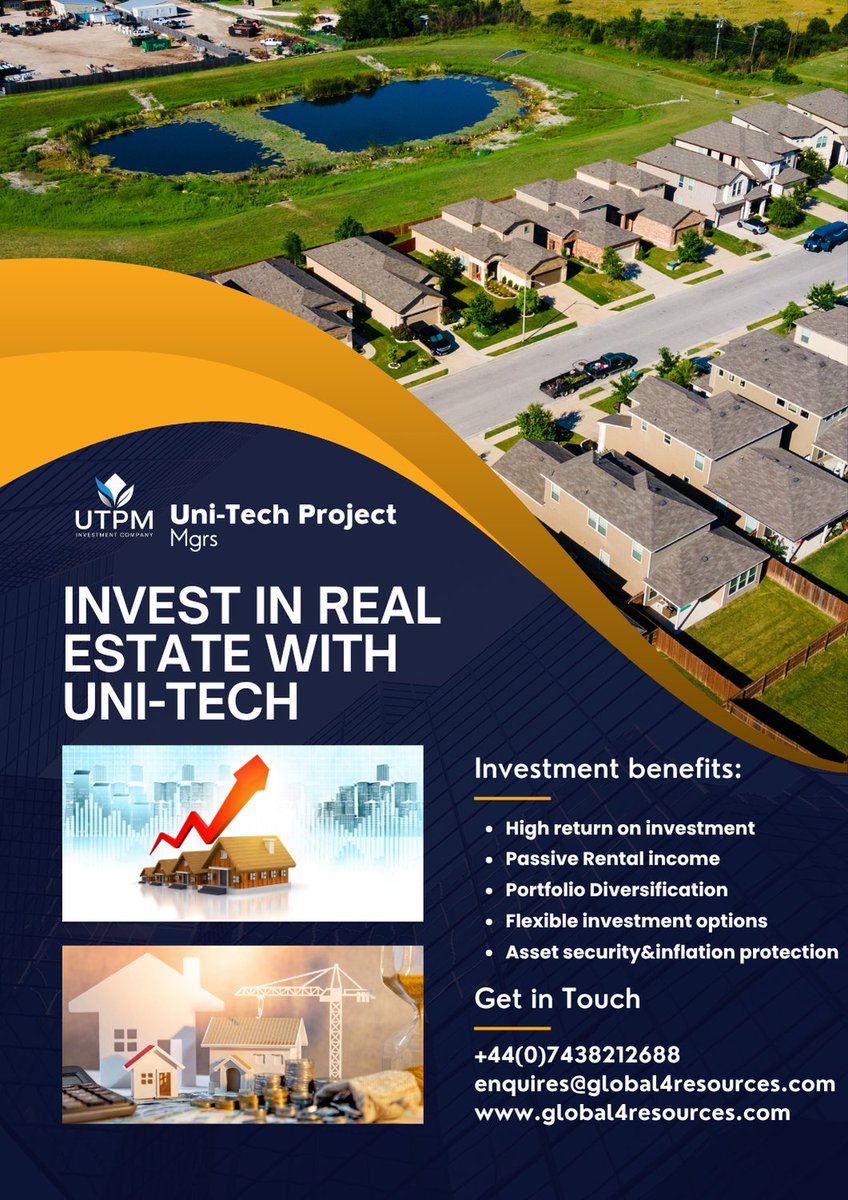 uni_techproject's tweet image. Real estate in Nigeria is more than property—it&apos;s power, profit, and a promise for the future. Don’t just spend, invest where value grows!
Contact us
+44(0)7438212688 enquires@global4resources.com
global4resources.com
#InvestInRealEstate #NaijaInvestments