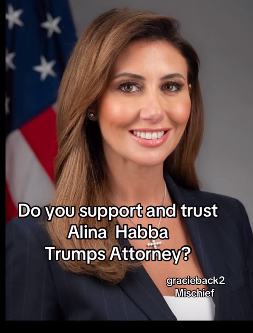 Do you support and trust Alina Habba.. Trump’s Attorney? 

🙋‍♀️hands 🙌 up if you agree👍