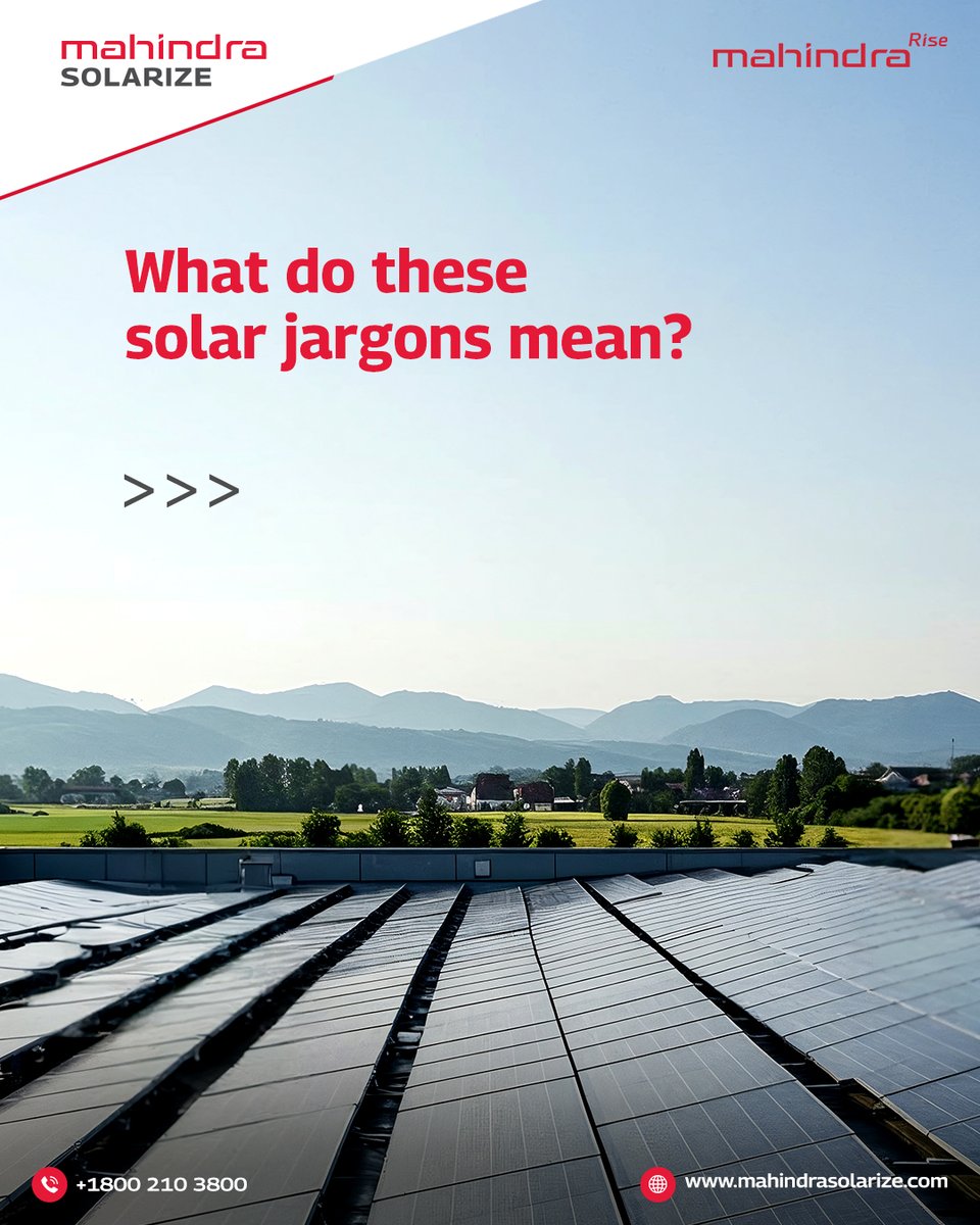 MSolarize's tweet image. Solar made simple! We’re breaking down the most common solar jargons so making the switch to solar is easier than ever.

Have more terms you’re curious about? Drop them in the comments below!

#MahindraSolarize #SolarSimplified #CleanEnergy #SolarJargon