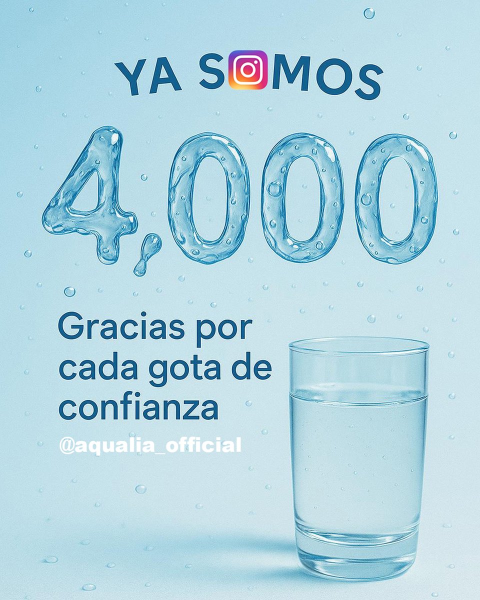 ¡YA SOMOS 4.000 👏 EN #Instagram!
GRACIAS por cada "me gusta" 💙, por comentar 🗣️y compartir 🫂
GRACIAS por acompañarnos cada día en esta aventura en la que juntos hacemos visible la importancia de cuidar lo esencial: el #agua 💦
GRACIAS a ti que formas parte de nuestros 4.000...