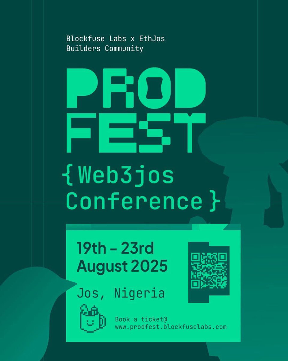 nexbee_nex's tweet image. If you've been in the tech space, this is your alpha to show up 🟢🟢🔥🔥🔥
ProdFest 2025 is NOT just another conference, it's where Africa's Web3 future gets built. 🚀🚀🚀@Web3JosCon
#ProdFest2025 #Web3Africa #BuildInAfrica