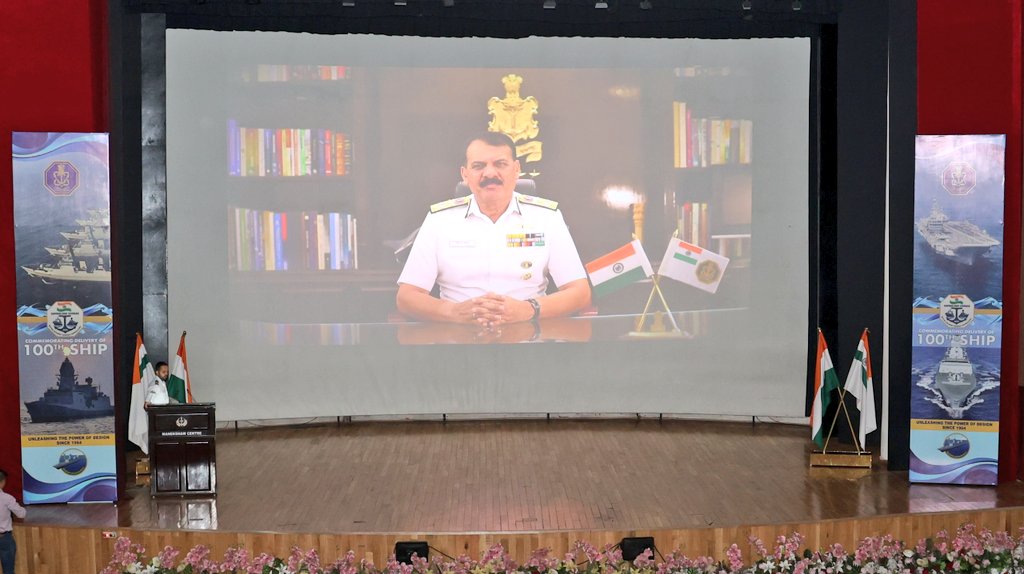 indiannavy's tweet image. The Shipbuilding Seminar – Nation Building Through Shipbuilding, conducted by the Warship Design Bureau on #23Jul 25 at Manekshaw Centre, #NewDelhi, marked a significant milestone with the delivery of the 100th warship designed by WDB.
The keynote address was delivered by Adm…