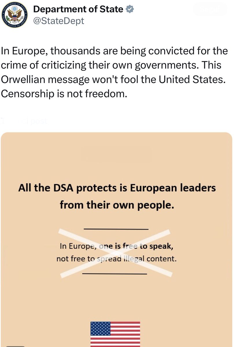 CathVoicesITA's tweet image. “Tutto ciò che il #DSA protegge sono sono i leaders europei dai loro popoli.”
Il Dip. di Stato Usa sbugiarda la Francia che cianciava di libertà di parola nell’#UE e mostra #laltrastoria: “In Europa migliaia di persone condannate per il crimine di criticare i propri governi.”