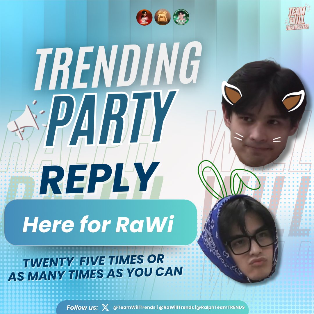 TeamWillTrends's tweet photo. Reply ‘Here for RaWi’ twenty times or as many as you can along with our official tagline. Don’t forget to repost. Let’s aim for over five hundred replies.

KChat with RAWI
KChat with RAWI
#WillAshley | Will Ashley https://t.co/DkKfjAvLy8