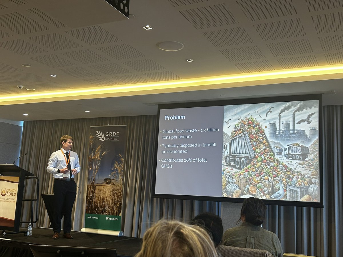 alisonlritchie's tweet image. Great to see student research from James O’Connor @IOA_UWA finding solutions to use our waste, reducing our reliance on imports @UWAresearch #GCSS2025