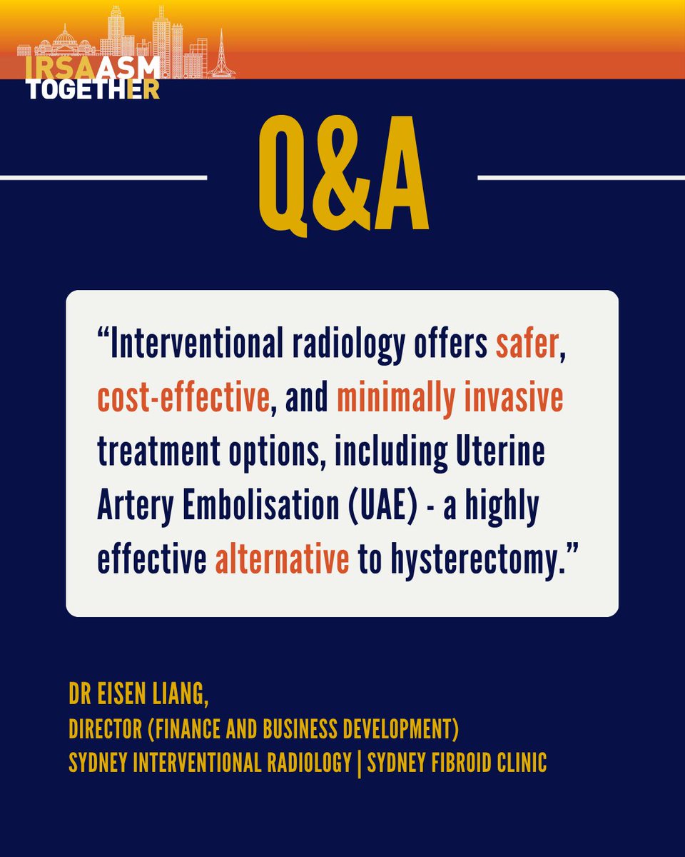 IRSA_IRs's tweet image. 📣 Don't miss our Women's Health session at this year's ASM with Dr @EisenLiang, leading interventional radiologist. Dr Liang will share his latest clinical pearls on how IRs can transform women's health outcomes for adenomyosis and PCS.
🔗 Register now: irsaasm.com