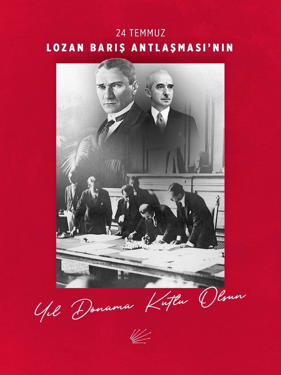 Cumhuriyetimizin tapu senedi Lozan Barış Antlaşması’nın 102. yıl dönümünde; Cumhuriyetimizin kurucusu Gazi Mustafa Kemal Atatürk’ü, İsmet İnönü’yü ve tüm Milli Mücadele kahramanlarımızı sevgi, saygı ve minnetle anıyoruz.