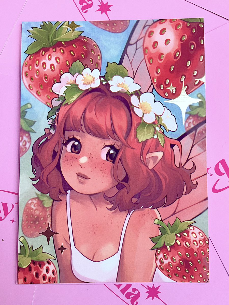 Lanajay_art's tweet image. Strawberry gold foil print!!