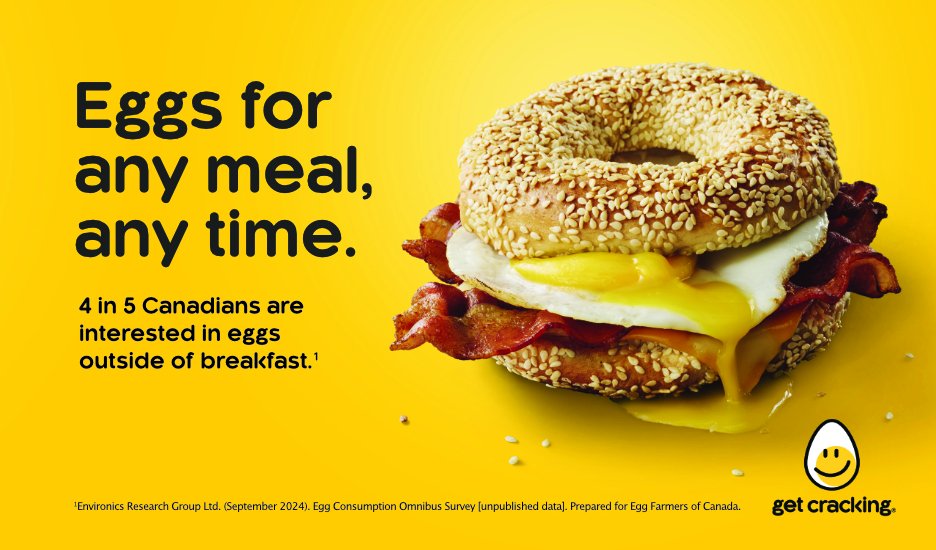 4 in 5 Canadians are interested in eggs outside of breakfast - if you are skeptical about this then you can consult the footnote