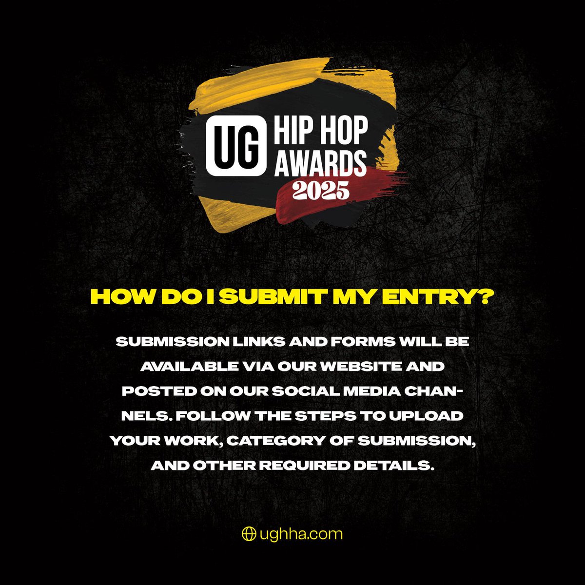 officialughha's tweet image. ⁉️Are you wondering how you will submit your work?
A: Submission links and forms will be available on our social media channels and website next week.
#UGHHAFAQS
#UGHIPHOPAWARDS2025