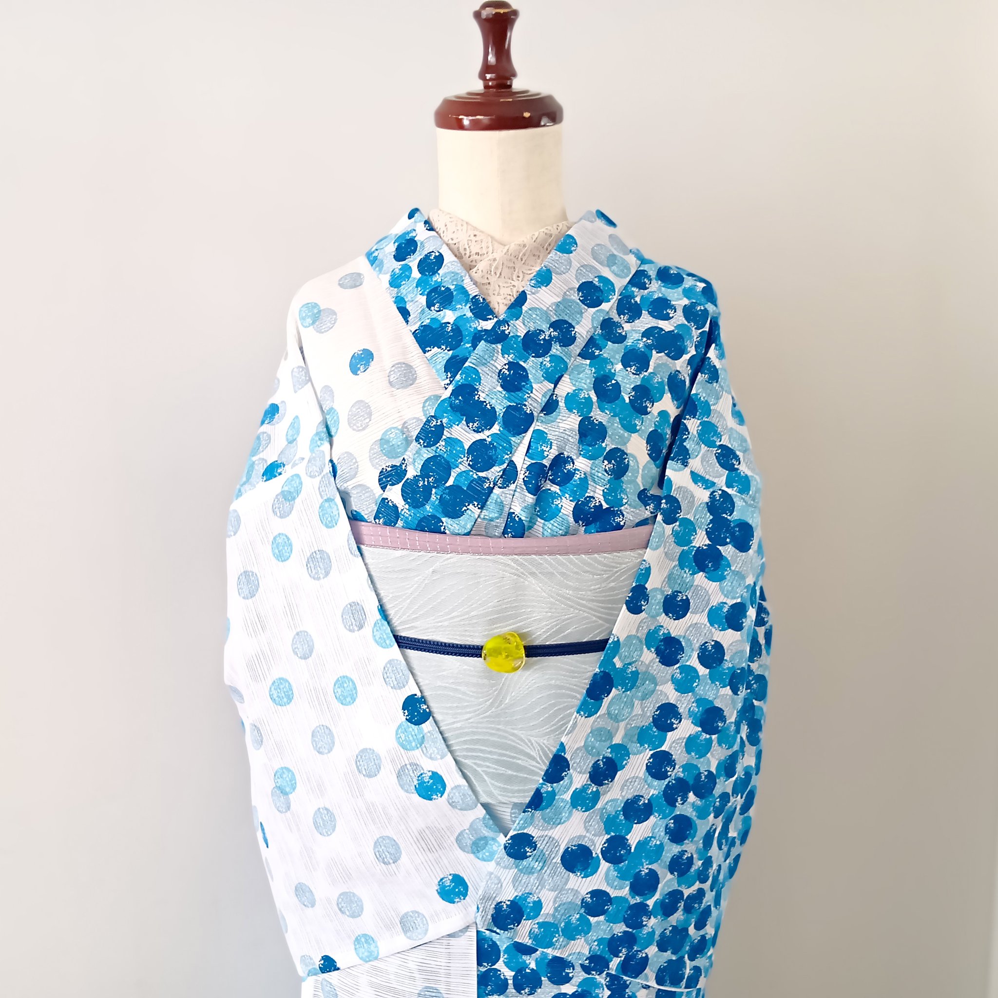 【usa】大塚呉服店　撫松庵　浴衣+半巾帯 撫松庵 帯 夏 浴衣 着物 半幅帯 細帯 半巾帯 孔雀の羽根（黒 103