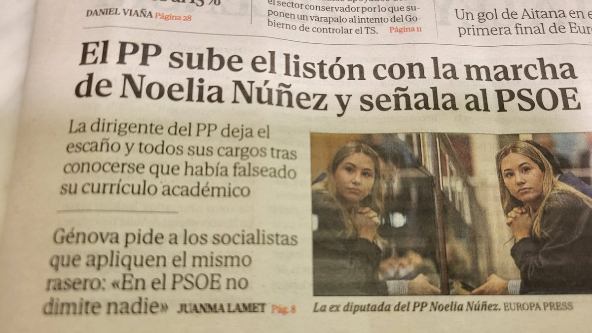 Obra mestra da propaganda partisana: a imprensa da direita a dar recitais diários.

A um milímetro de escrever que a deputada do PP mentiu seguindo as instruções de Sánchez 

#Jornalismo.