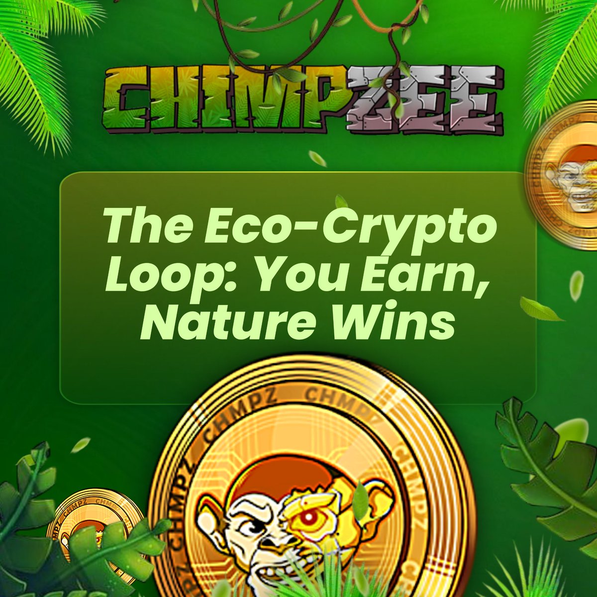 🌱 Ever wondered if your crypto could do more than sit in a wallet?

With Chimpzee, every tap, trade, or stake fuels real-world environmental change. 

Whether you’re shopping, staking, or just vibing through our ecosystem, your $CHMPZ token actively supports reforestation,