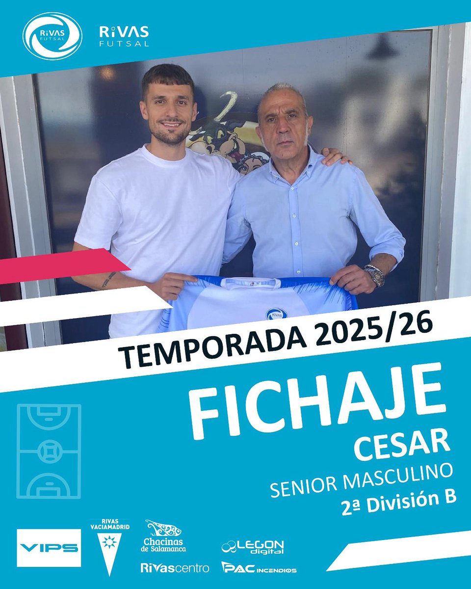 cdrivasfutsal's tweet image. 🚨 𝗙𝗜𝗖𝗛𝗔𝗝𝗘

𝗖𝗲́𝘀𝗮𝗿 se incorpora al equipo de 2ªB 💥

🧠 Líder, polivalente, competitivo y con una lectura del juego sobresaliente.
🎼 Un director de orquesta que hace jugar al equipo.

¡Un fichaje de lujo para esta temporada!

#RivasFutsal #Fichaje #César #SegundaB