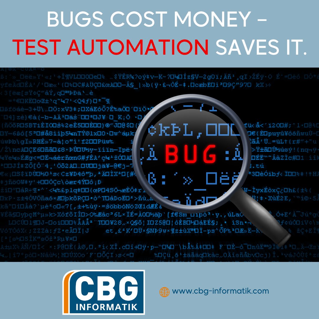 CBG_Informatik's tweet image. Quote of the week: Bugs cost money - Testautomation saves it.
CBG Informatik GmbH
.
.
.
#cbginformatik #ERP #erpsystem #cloudsolution #cloud #Infor #IBM #production #manufacturing #project #projectmanagement #quoteoftheweek