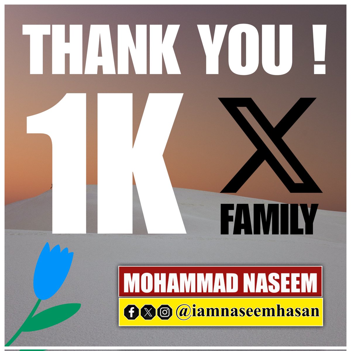 iamnaseemhasan's tweet image. शुक्रिया दोस्तों!
कल शाम 1K पूरा करवाने के लिए पोस्ट डाली और सुबह उठा तो अलहम्दुलिल्लाह 1K फाॅलोवर्स पूरे हो चुके थे।
@ProfNoorul भाई का खास शुक्रिया जिन्होंने बिना कहे कई बार आईडी प्रमोट की और उन भाईयों का भी दिल से शुक्रिया जो लगातार सपोर्ट करते रहे हैं और जुङे रहे।
❤❤❤