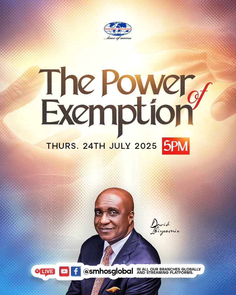 smhosglobal's tweet image. You are not ordinary. There’s a mark on you for exemption. 

Join us today at 5PM for a life-changing encounter.
#SMHOS #smhosglobal